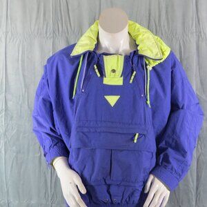 Vintage Vuarnet Jacket - Blue and Neon Colorway Side Zip Up - Men's Large